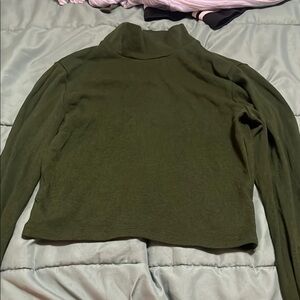 Olive Green Turtleneck Long Sleeve Top